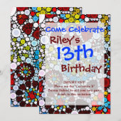 Kleurrijke bloemmozaïekcirkels - ontwerp kaart (Voorkant / Achterkant)