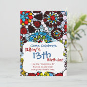 Kleurrijke bloemmozaïekcirkels - ontwerp kaart (Staand voorkant)