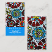 Kleurrijke bloemmozaïekcirkels - ontwerp visitekaartje (Voorkant / Achterkant)