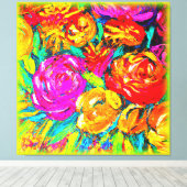 Kleurrijke bloemolie schilderen. Bestel nu Canvas Afdruk (Insitu (Houten vloer))