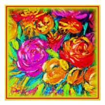 Kleurrijke bloemolie schilderen. Bestel nu