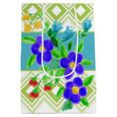 Kleurrijke bloemontwerper medium cadeauzakje (Achterkant)