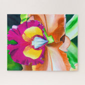 Kleurrijke bloemorchidee waterverf kunst legpuzzel (Horizontaal)