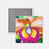 Kleurrijke bloemorchidee waterverf kunst magneet (Voorkant / Achterkant)