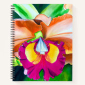 Kleurrijke bloemorchidee waterverf kunst notitieboek (Voorkant)