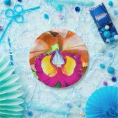 Kleurrijke bloemorchidee waterverf kunst papieren bordje (Feest)