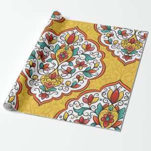 Kleurrijke bloemornament naadloos patroon cadeaupapier