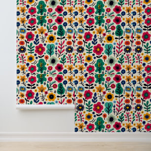 Kleurrijke Bloempatroon Illustratie Behang