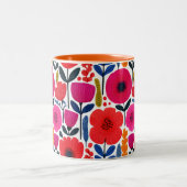 Kleurrijke Bloempatroon Waterverf BOHO Tweekleurige Koffiemok (Center)