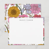  Kleurrijke Bloempatroonrand Vlak Notitiekaartje (Voorkant / Achterkant)