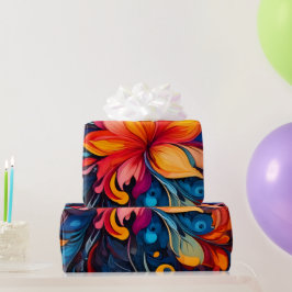 Kleurrijke Bloemrijke Abstracte & Psychedelische B Cadeaupapier