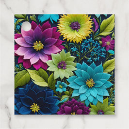 Kleurrijke bloemrijke borduurwerk kunst cadeaukaar bedankjes labels