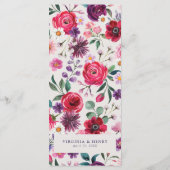 Kleurrijke Bloemrijke Bruiloft Menu (Achterkant)