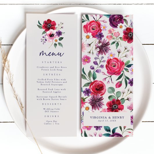 Kleurrijke Bloemrijke Bruiloft Menu