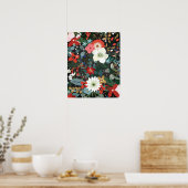 Kleurrijke Bloemrijke Donkere Chic Vintage Kunst Poster (Keuken)