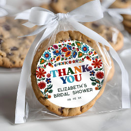 Kleurrijke bloemrijke fiesta-borduurwerk bloem bed ronde sticker