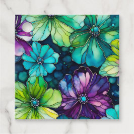 Kleurrijke bloemrijke inktkunst cadeautags bedankjes labels