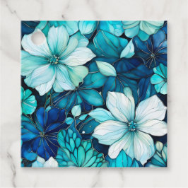 Kleurrijke bloemrijke inktkunst cadeautags bedankjes labels