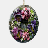 Kleurrijke bloemrijke kerkhof krans keramisch ornament (Rechts)