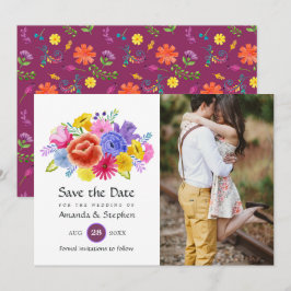 Kleurrijke Bloemrijke Mexicaanse Fiesta Bruiloftsf Save The Date