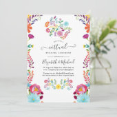 Kleurrijke Bloemrijke Mexicaanse Fiesta Virtuele T Kaart (Staand voorkant)