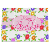 Kleurrijke bloemrijke ontwerper groot cadeauzakje (Voorkant)