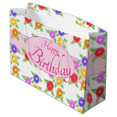 Kleurrijke bloemrijke ontwerper groot cadeauzakje (Achterkant Gekanteld)