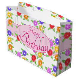 Kleurrijke bloemrijke ontwerper groot cadeauzakje