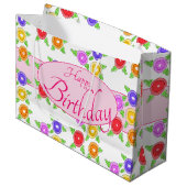 Kleurrijke bloemrijke ontwerper groot cadeauzakje (Voorkant Gekanteld)