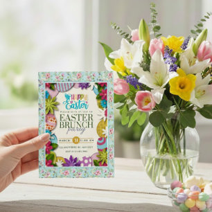 Kleurrijke bloemrijke Paaseierenjacht 3D papierkni Kaart