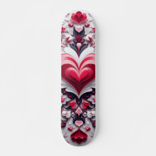 Kleurrijke, bloemrijke valentijnshart persoonlijk skateboard