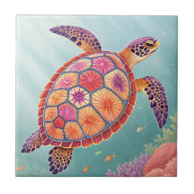 Kleurrijke bloemrijke zeeschildpad onderwater ocea