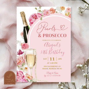 Kleurrijke bloemrijke zomerparels en prosecco-verj kaart