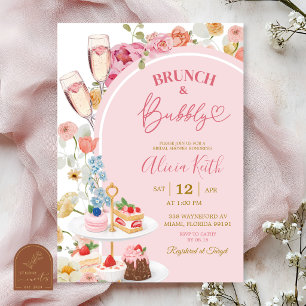 Kleurrijke bloemrijke zomerse brunch en bruisende kaart