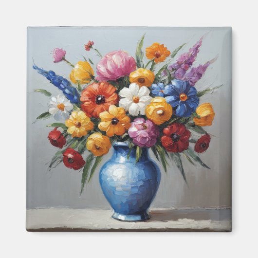 Kleurrijke bloemschikken magneet (Voorkant)