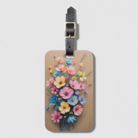 kleurrijke bloemschikking bagagelabel (Voorkant (verticaal))