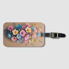 kleurrijke bloemschikking bagagelabel
