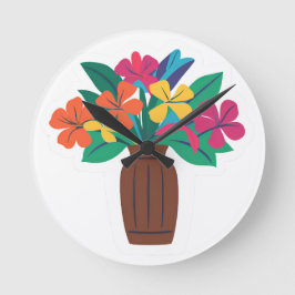 Kleurrijke bloemschikking ronde klok