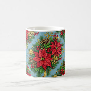 Kleurrijke bloemschikking voor Kerstmis Koffiemok