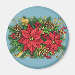 Kleurrijke bloemschikking voor Kerstmis Magneet