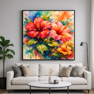 Kleurrijke bloemschildering in waterverf stijl Hib Poster