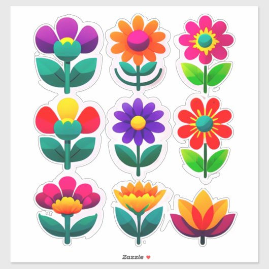 Kleurrijke bloemsticker-set met heldere bloemen sticker (Vel)