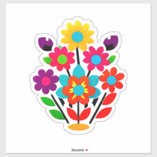 Kleurrijke bloemsticker-set met heldere bloemen sticker
