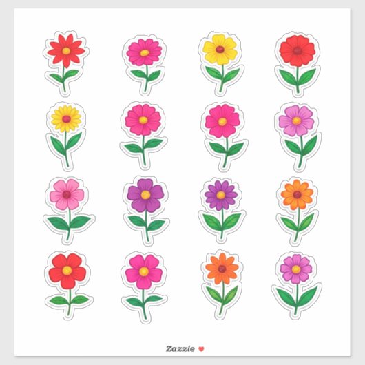 Kleurrijke bloemsticker-set sticker (Vel)