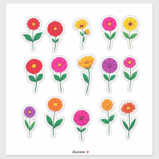 Kleurrijke bloemsticker-set sticker (Vel)