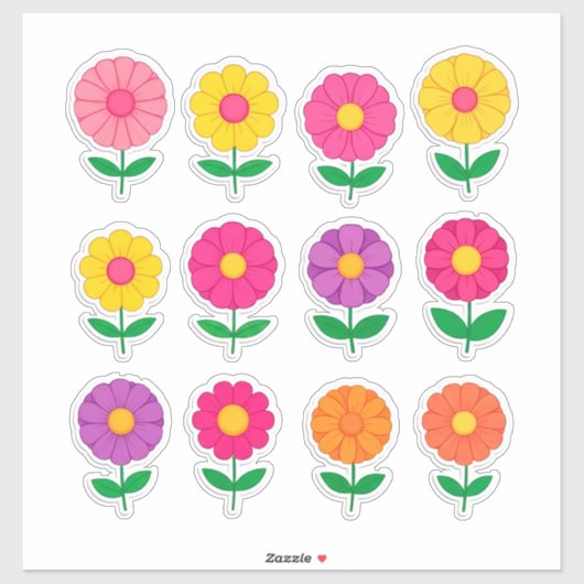 Kleurrijke bloemsticker-set sticker (Vel)