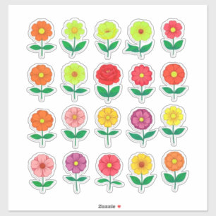 Kleurrijke bloemsticker-set sticker