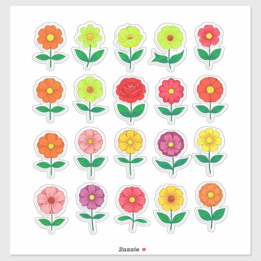 Kleurrijke bloemsticker-set sticker (Vel)