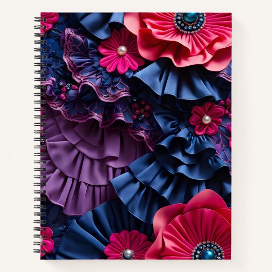 Kleurrijke Bloemstof Art Spiral Notitieboek (Voorkant)