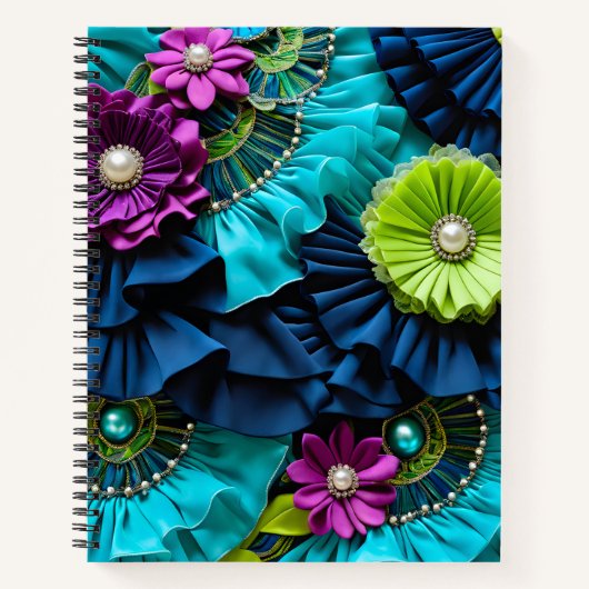 Kleurrijke Bloemstof Art Spiral Notitieboek (Voorkant)